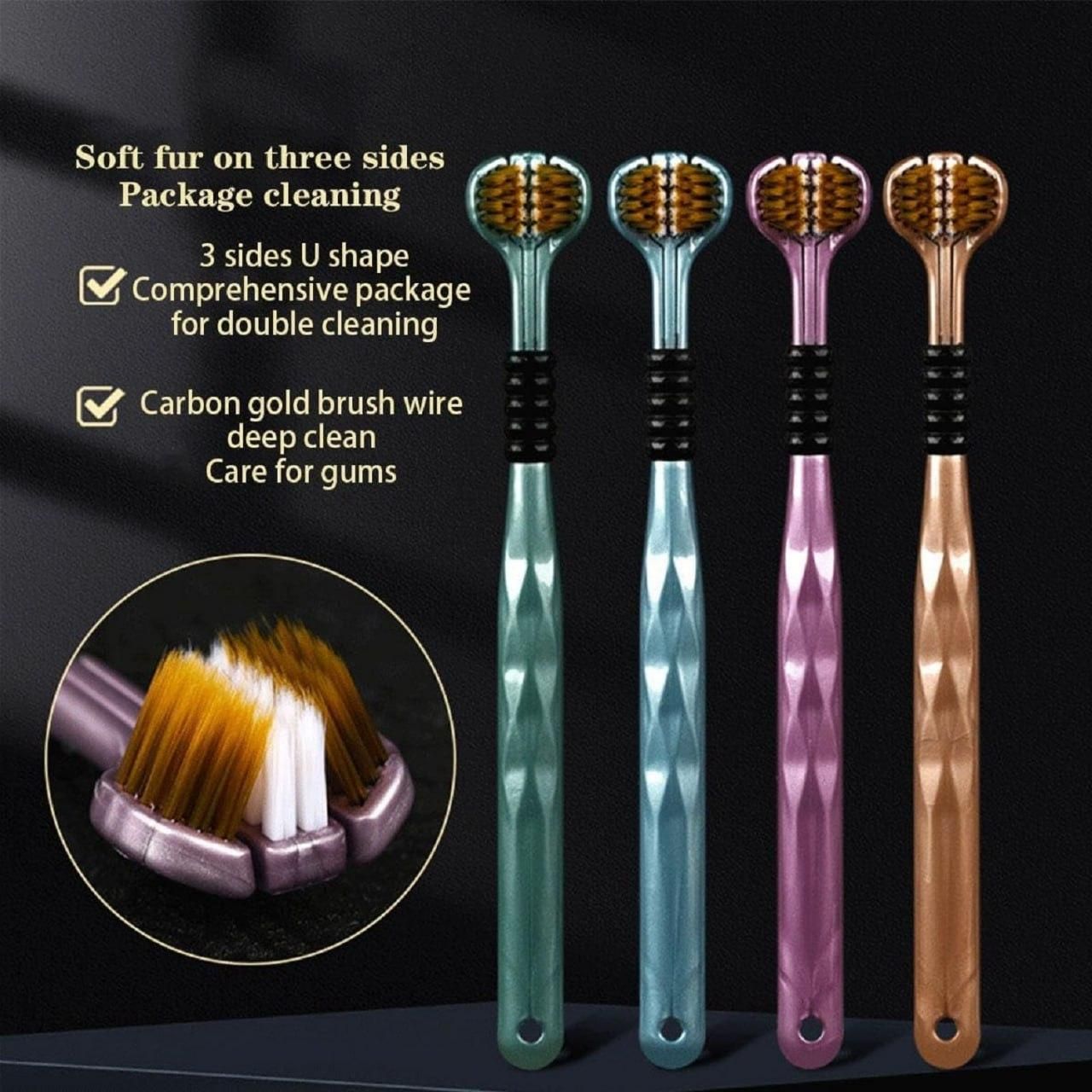 3-Sided Toothbrush Pack of 4 🪥✨