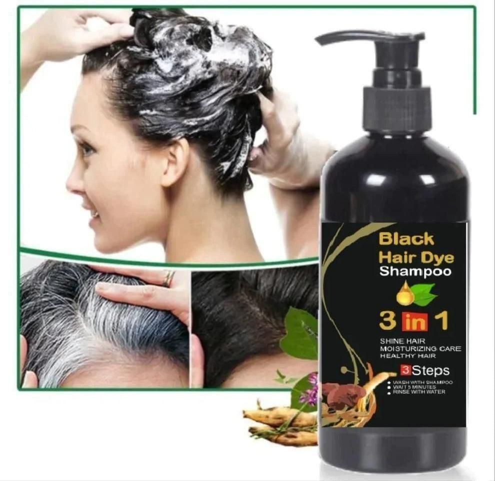 Unisex Instant Black Herbal Hair Dye Shampoo 3 in 1 (Pack of 2) 🖤