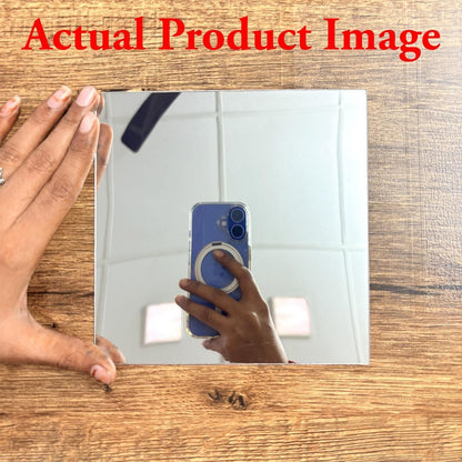 4 Big Square Silver 3D Acrylic Mirror Wall Stickers ✨🪞