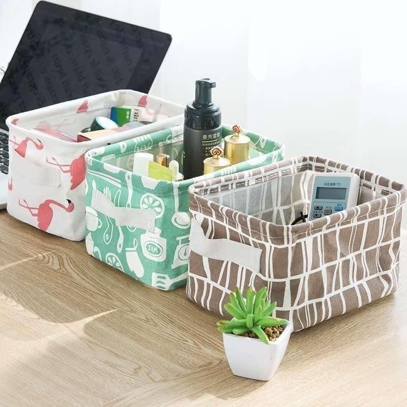 Foldable Storage Box Canvas Fabric Baskets with Handles (Pack of 4) 🧺✨