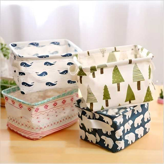 Foldable Storage Box Canvas Fabric Baskets with Handles (Pack of 4) 🧺✨