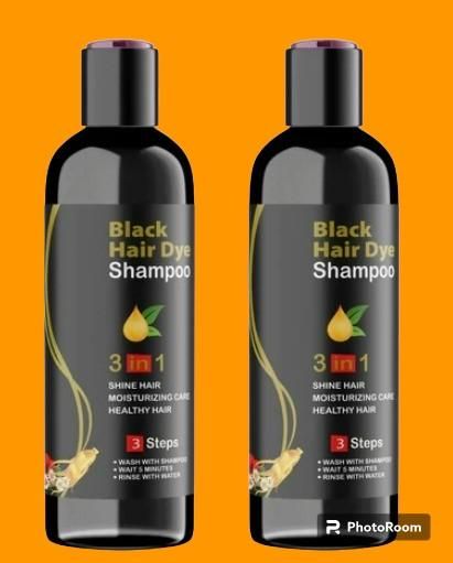 Unisex Instant Black Herbal Hair Dye Shampoo 3 in 1 (Pack of 2) 🖤