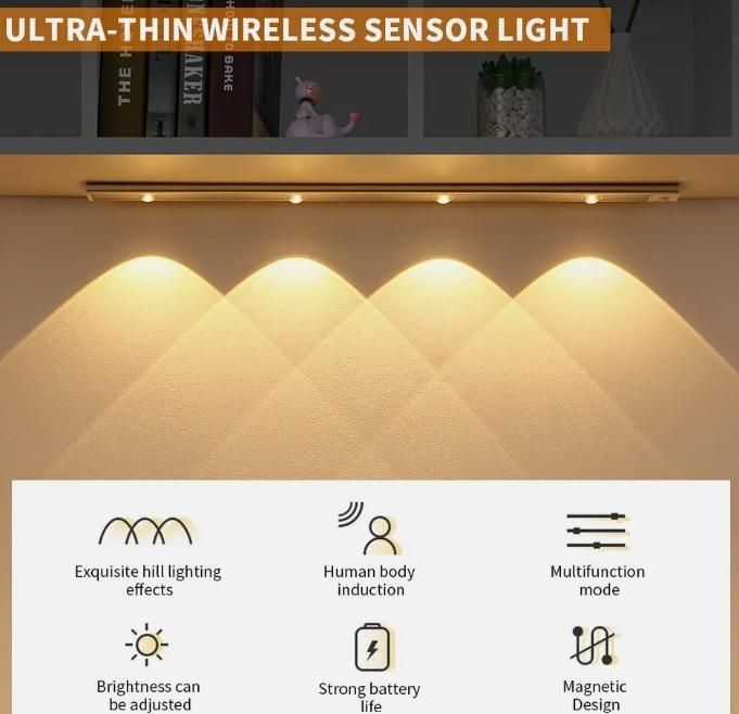 LED PIR Motion Sensor Rechargable Cabinet Light ✨🔋