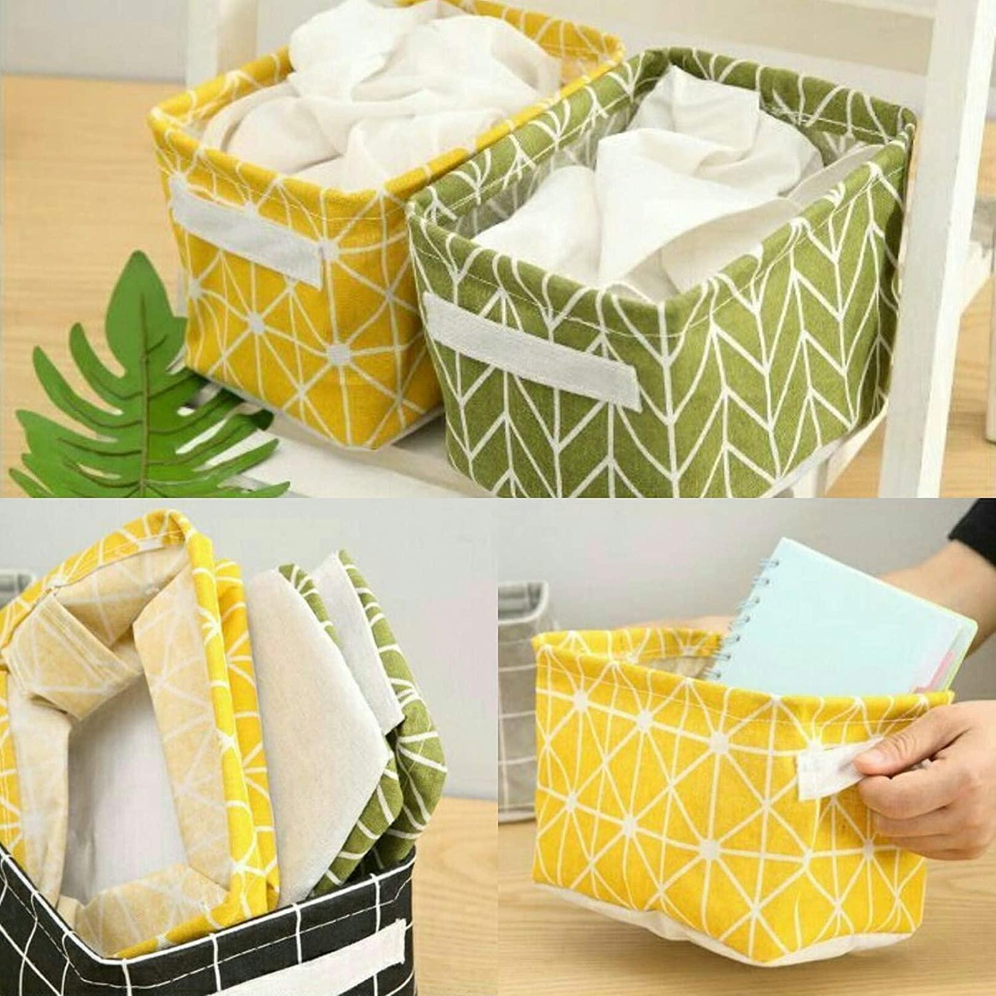 Foldable Storage Box Canvas Fabric Baskets with Handles (Pack of 4) 🧺✨