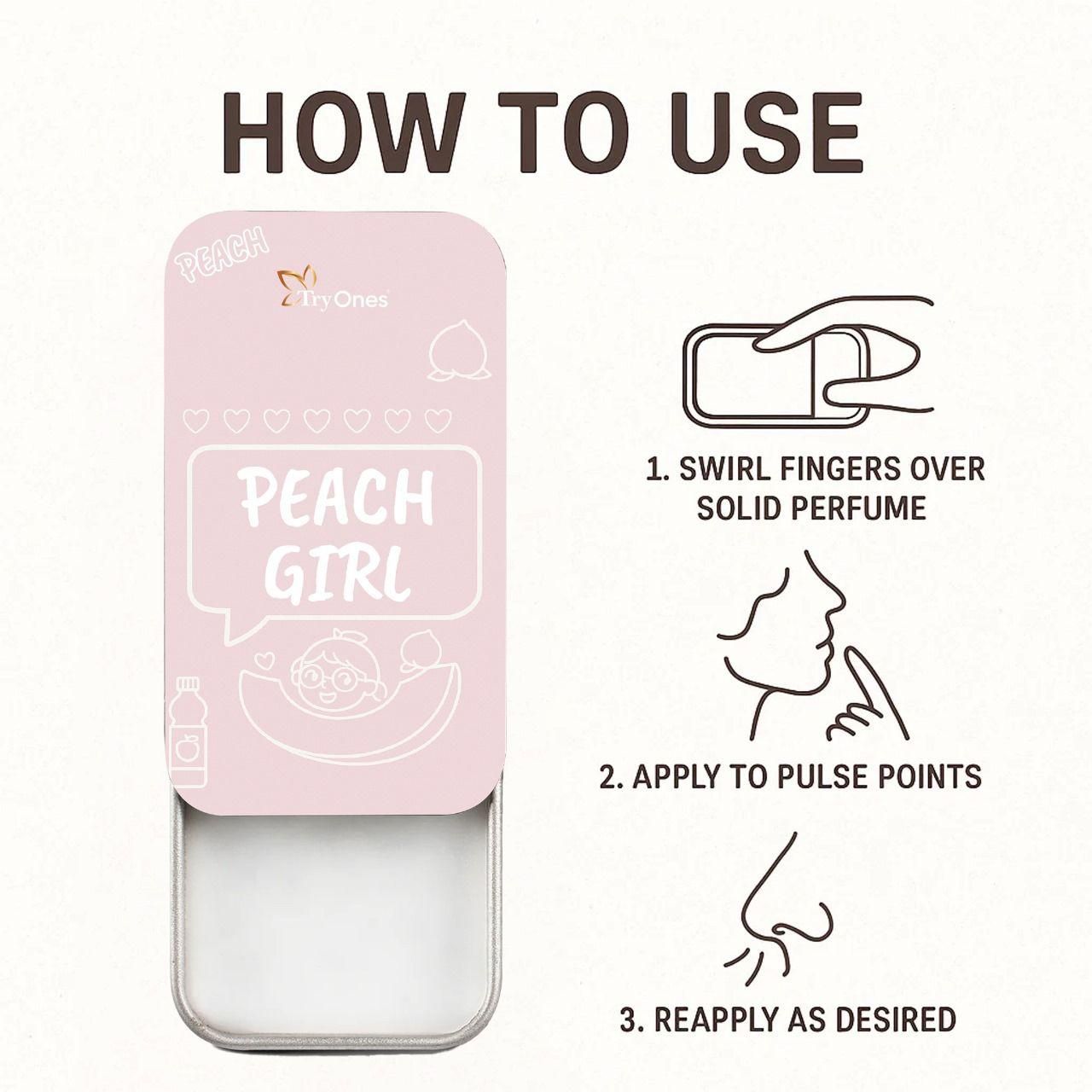 TryOnes PEACH GIRL Solid Perfume for Women 12 gm (Pack of 2) 🌸